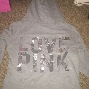 PINK bedazzled full zip hoodie